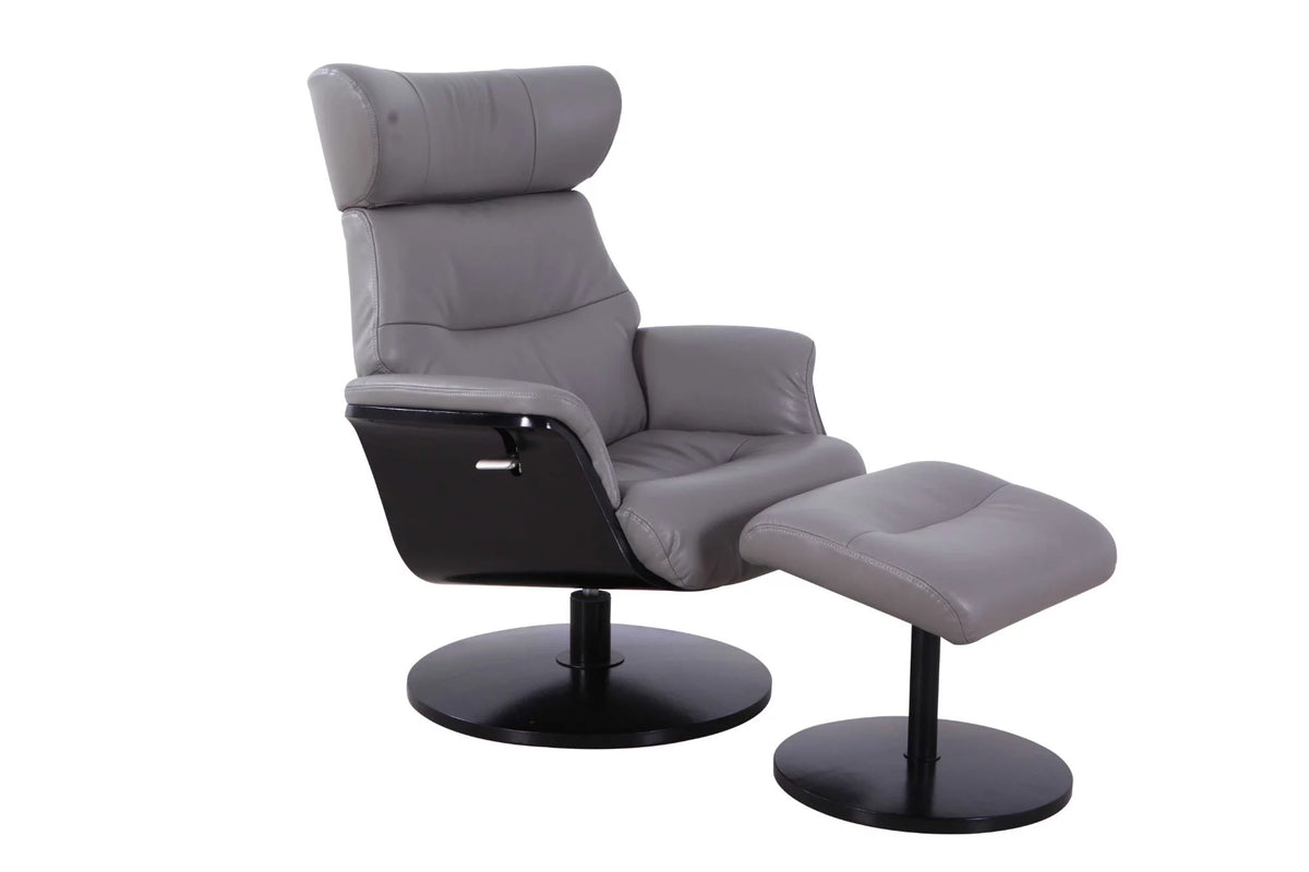 Gray and Black Recliner Chair with Ottoman O220401