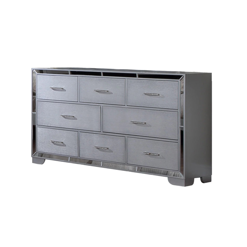 64 Inch Pine Wood Dresser, 8 Drawers I830