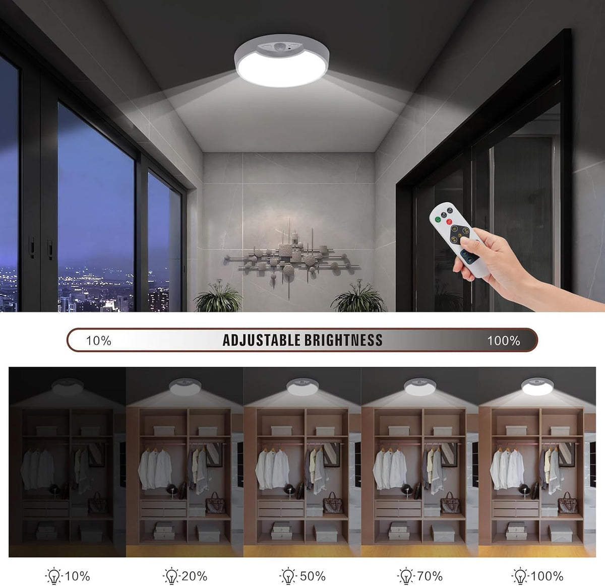 Rechargeable Motion Sensor Ceiling Light 8.7inch 6000K 8000mAh O366
