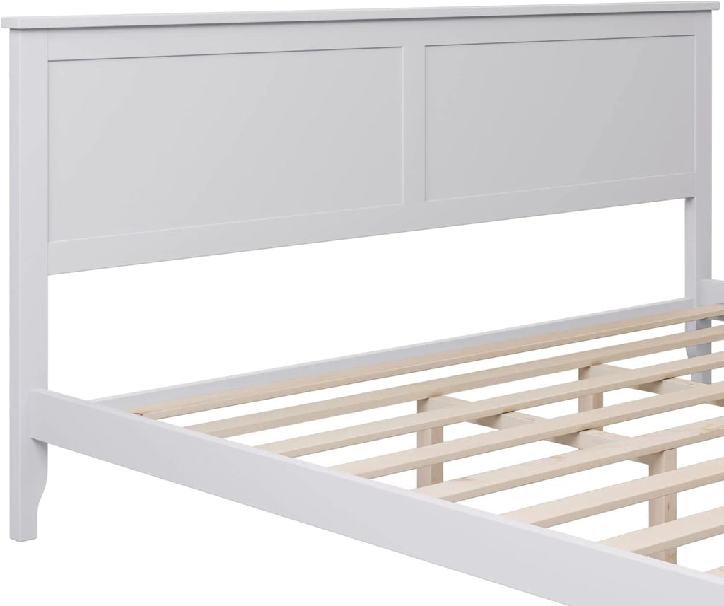 White King Size Solid Wood Platform Bed T893