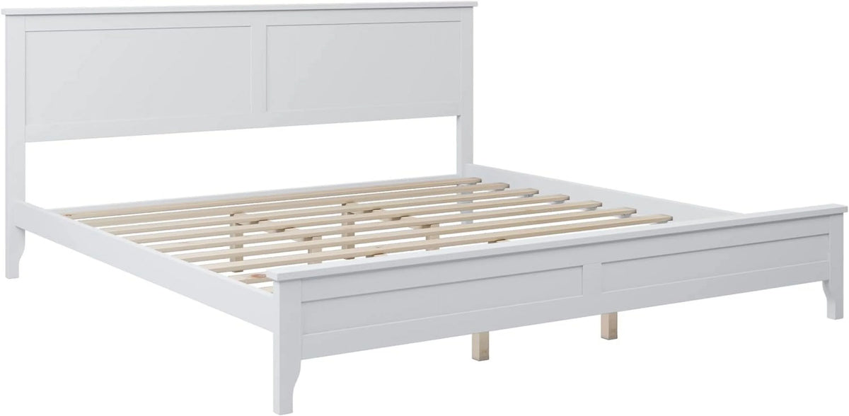 White King Size Solid Wood Platform Bed T893