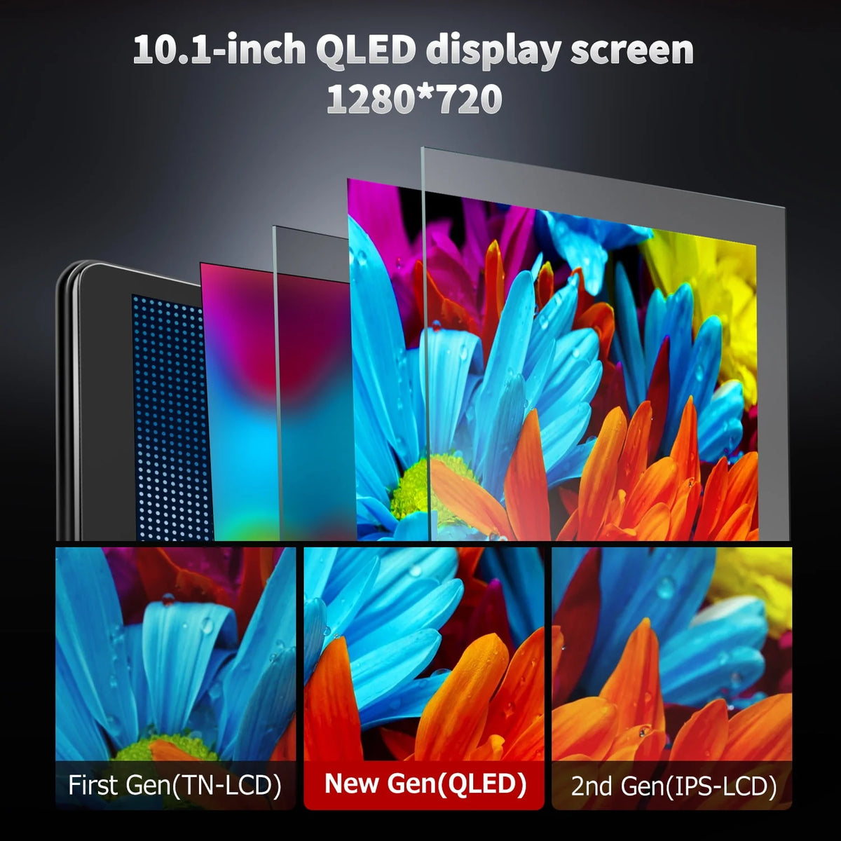 10.1 inch QLED Double Din Car Stereo with Wireless Apple Carplay & Wireless Android Auto E82822