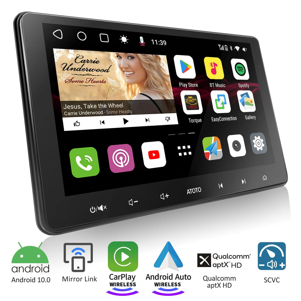 10.1 inch QLED Double Din Car Stereo with Wireless Apple Carplay & Wireless Android Auto E82822