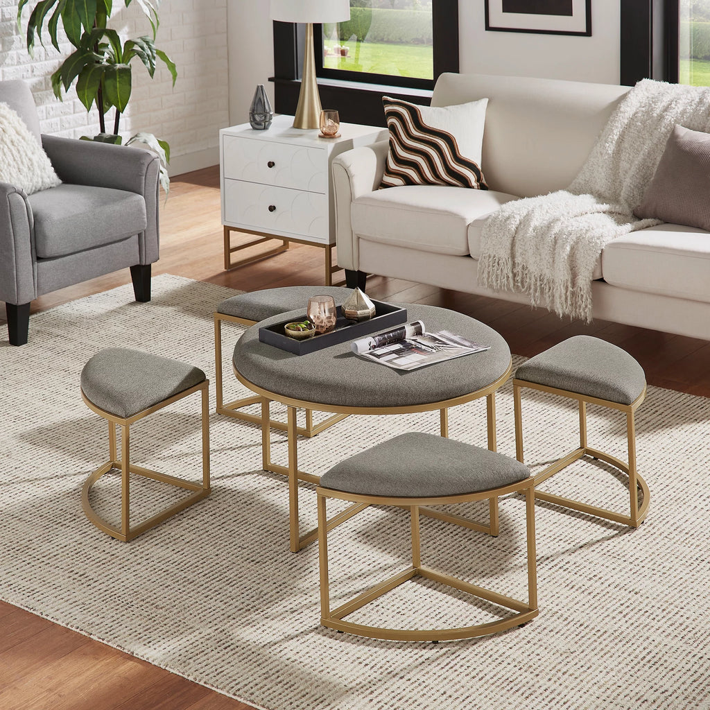 Round Coffee Table with Nesting Stools P4196