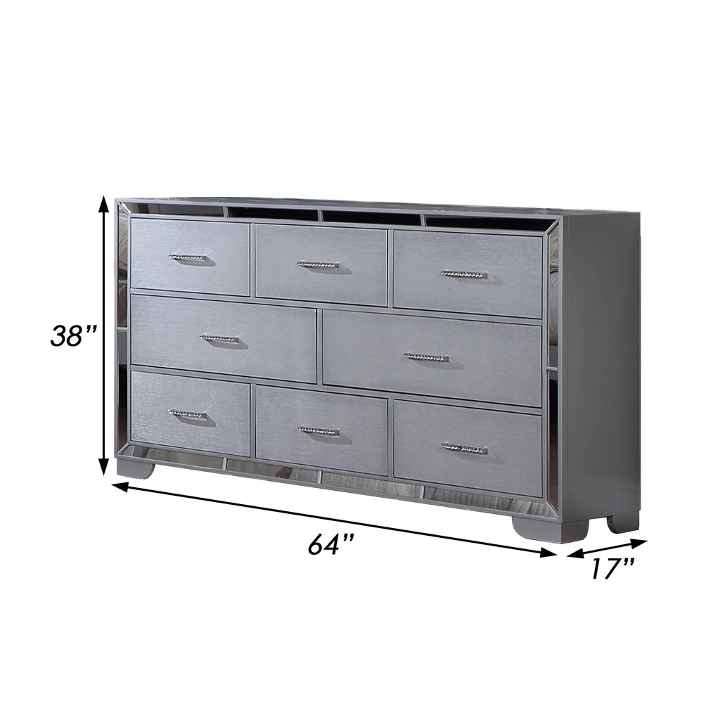 64 Inch Pine Wood Dresser, 8 Drawers I830