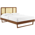 Walnut Full Platform Bed with Angular Legs Z903