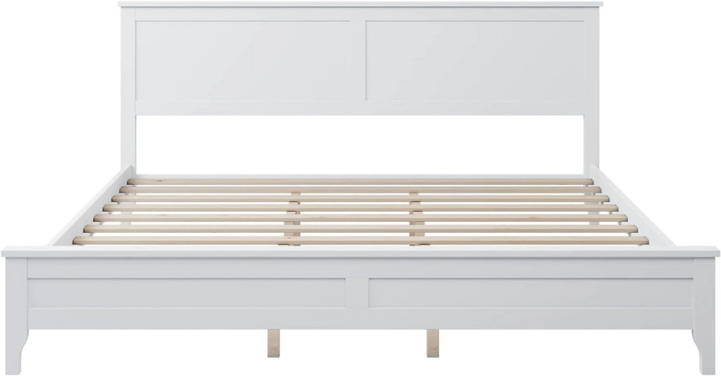 White King Size Solid Wood Platform Bed T893