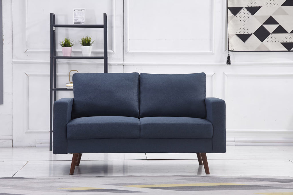 Navy Fabric Loveseat M296