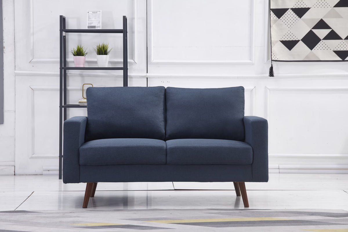 Navy Fabric Loveseat M296