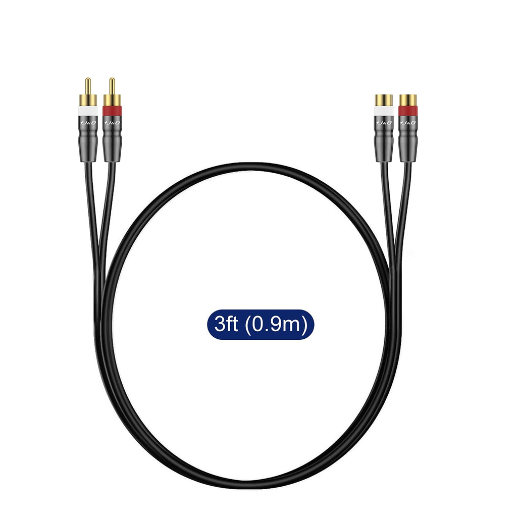 2 RCA Extension Cable Male to Female, 3 Feet T35710