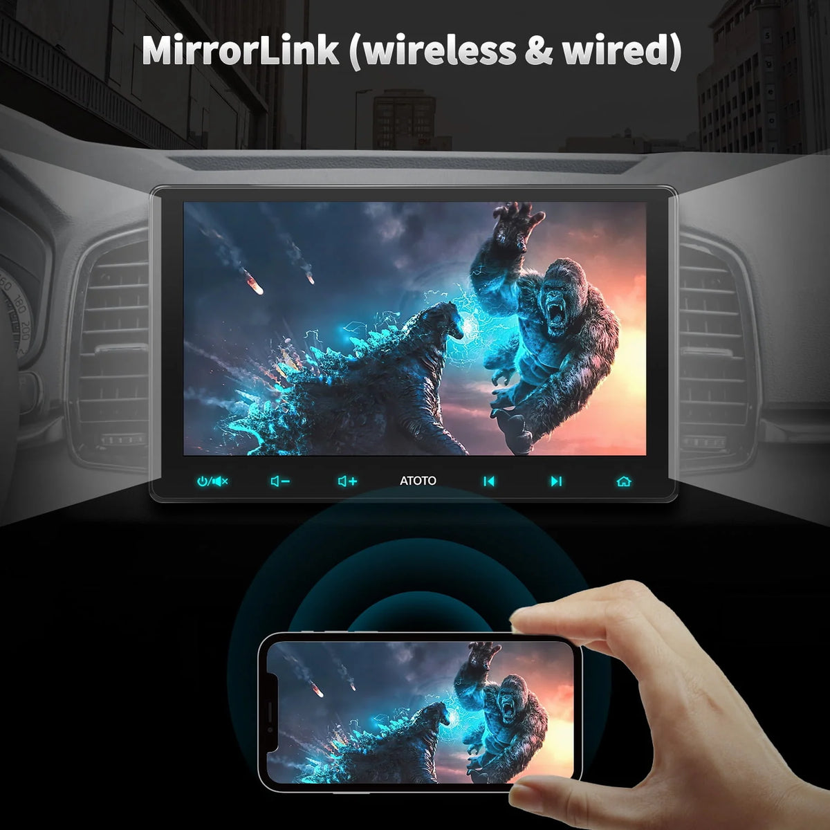 10.1 inch QLED Double Din Car Stereo with Wireless Apple Carplay & Wireless Android Auto E82822