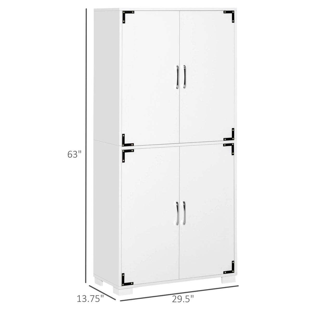 White 4-Door Cabinet with Storage Shelves D436