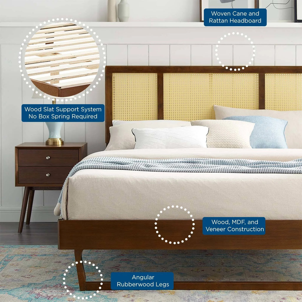Walnut Full Platform Bed with Angular Legs Z903