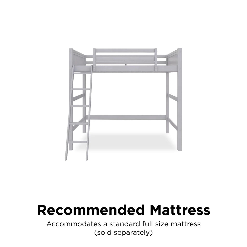 Full Size Loft Bed with Ladder, Gray P6533