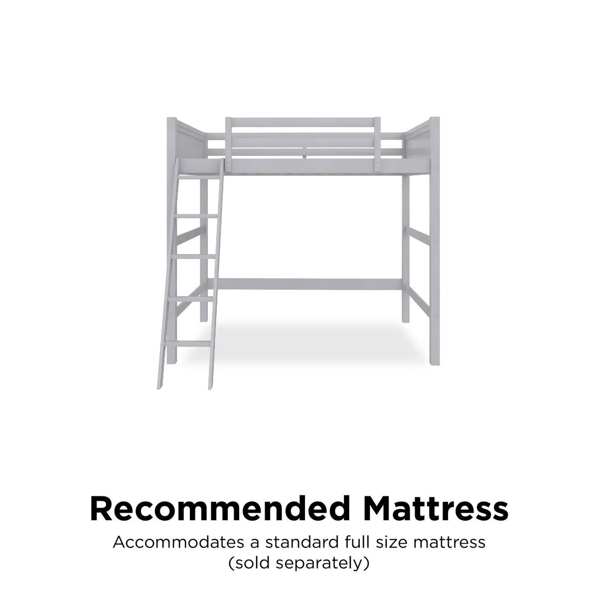 Full Size Loft Bed with Ladder, Gray P6533