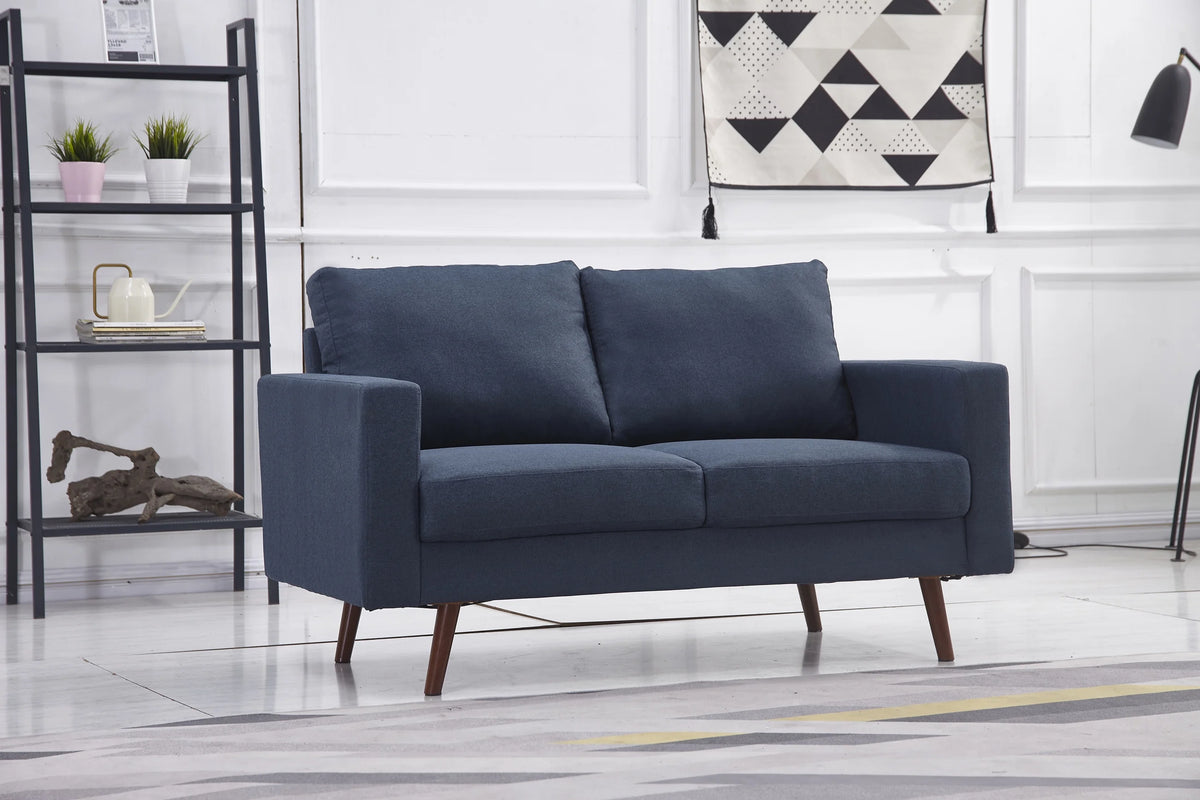 Navy Fabric Loveseat M296